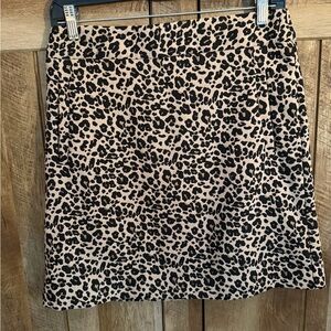 LOFT Animal Print Mini Skirt - Black and Tan